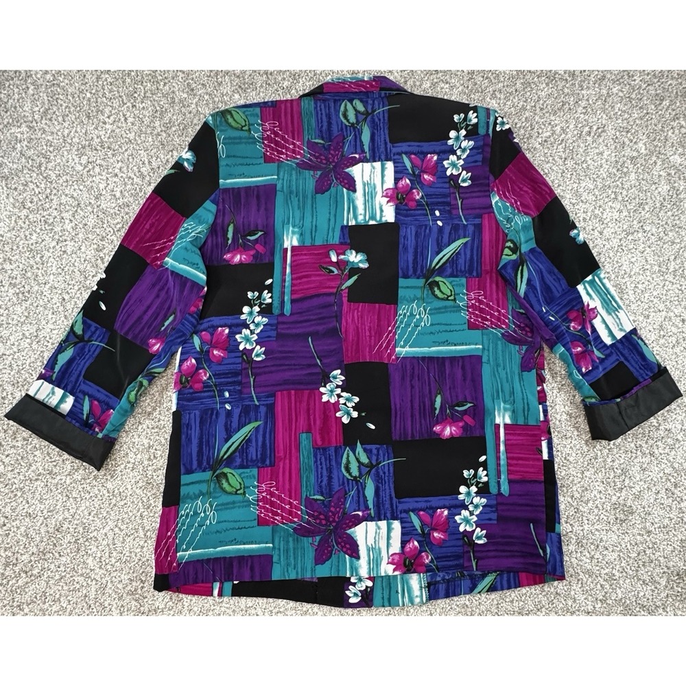 Willow Ridge Patchwork Blazer Womens Large Purple Vintage Floral Jacket 90s - Picture 6 of 6
